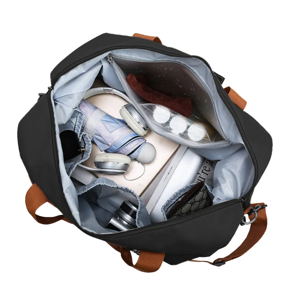 Large Capacity Travel Bag Duffel Bag with Wet and Dry Compartments Black