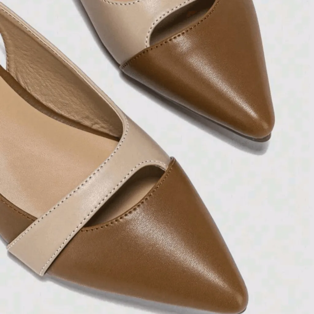 Two Tone Pointed Slingback Flats